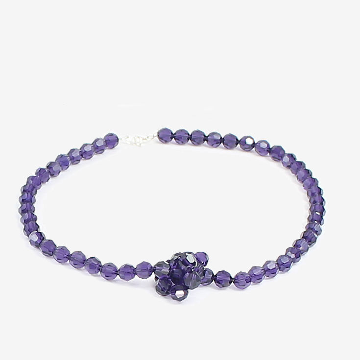Thumbnail: Crystal Single Knot  necklace -Purple Velvet