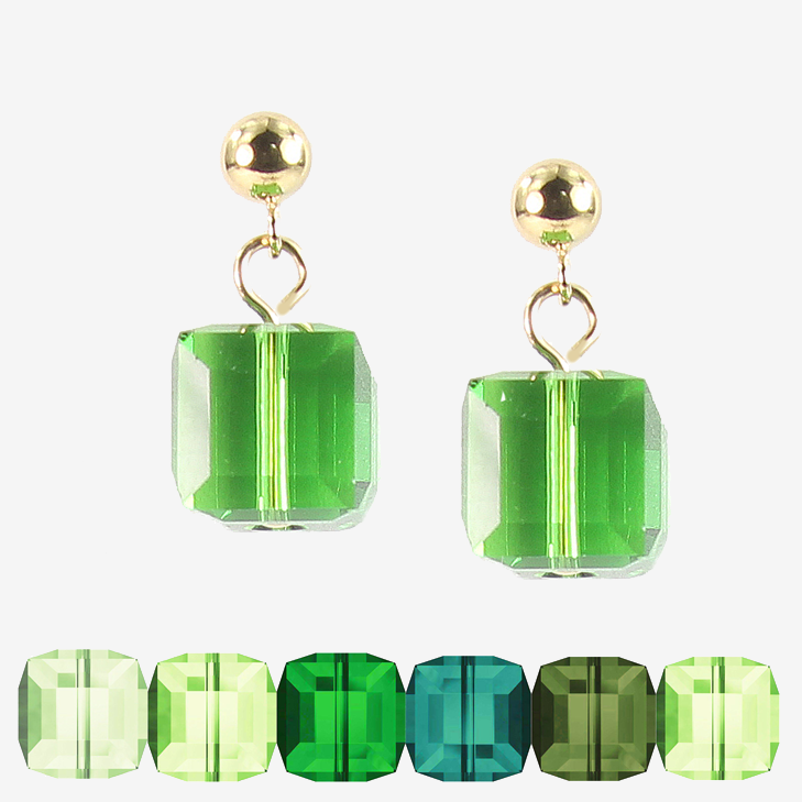 Crystal Cube earrings - Green