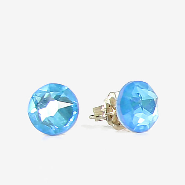 7mm Crystal Stud Earrings - Electric Blue