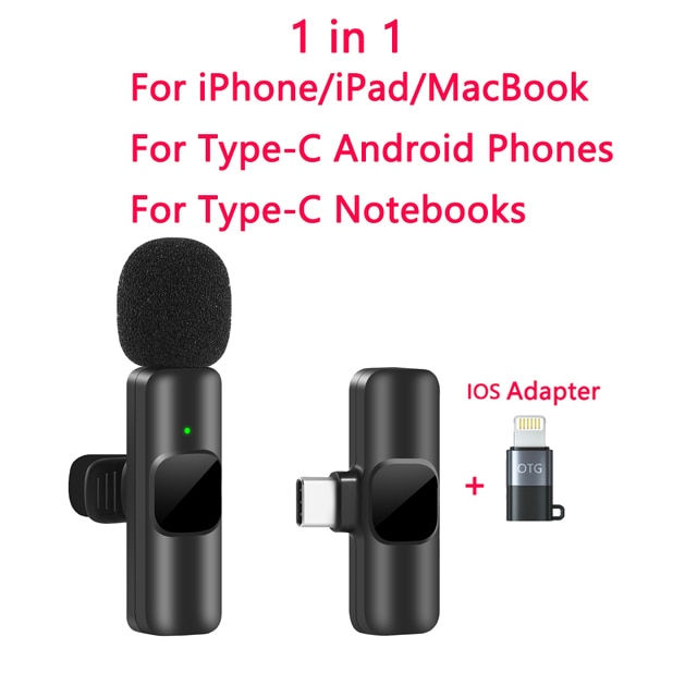 Thumbnail: Wireless Lavalier Microphone /  for iPhone Android Live Broadcast Gaming 