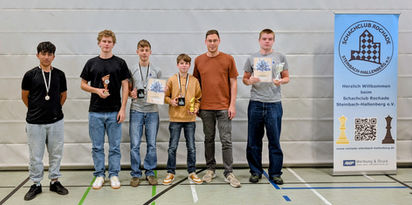 Die fünf Meininger Schachspieler beim Hallenburg-Cup 2026 in Steinbach-Hallenberg