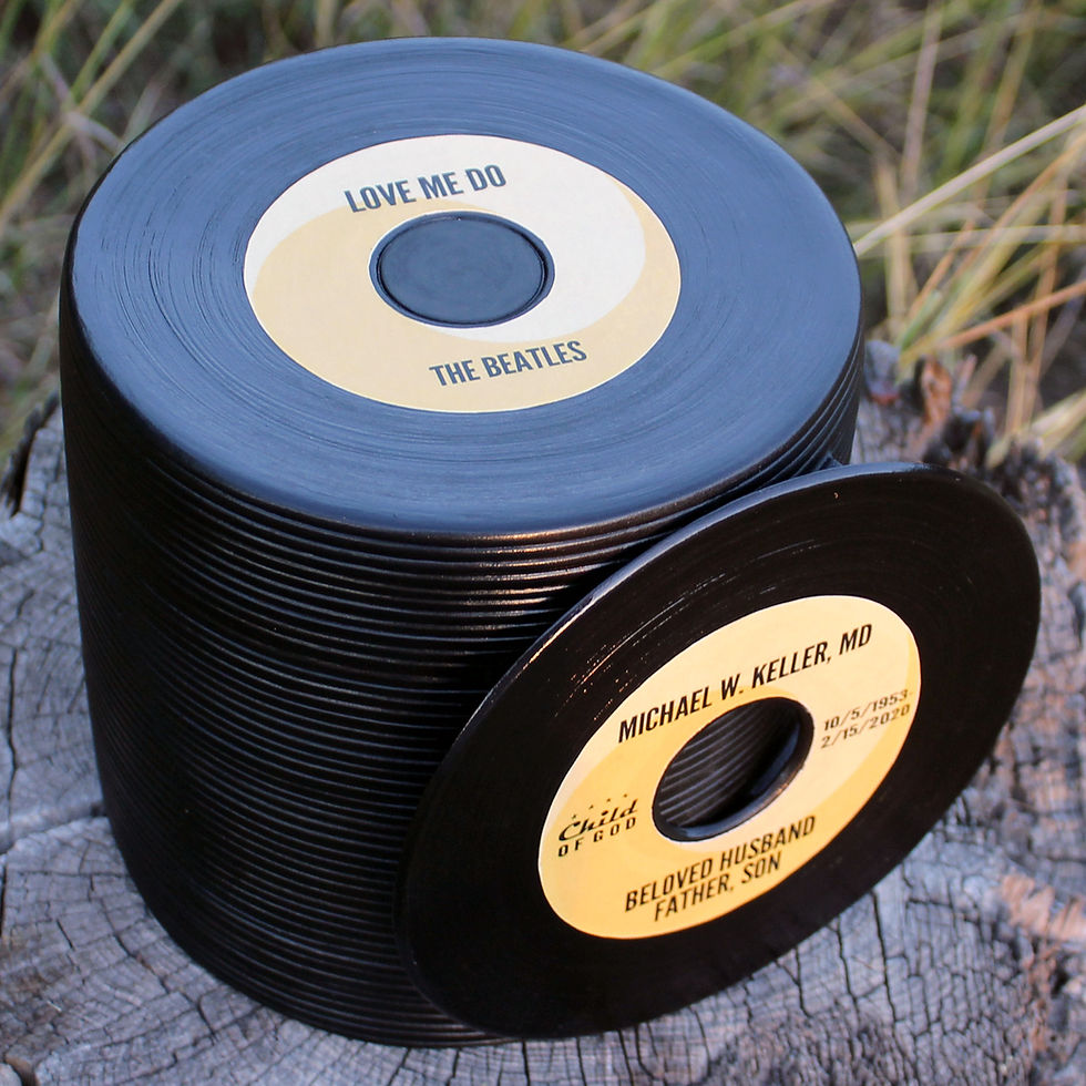Thumbnail: 45rpm-record-stack-cremation-urn