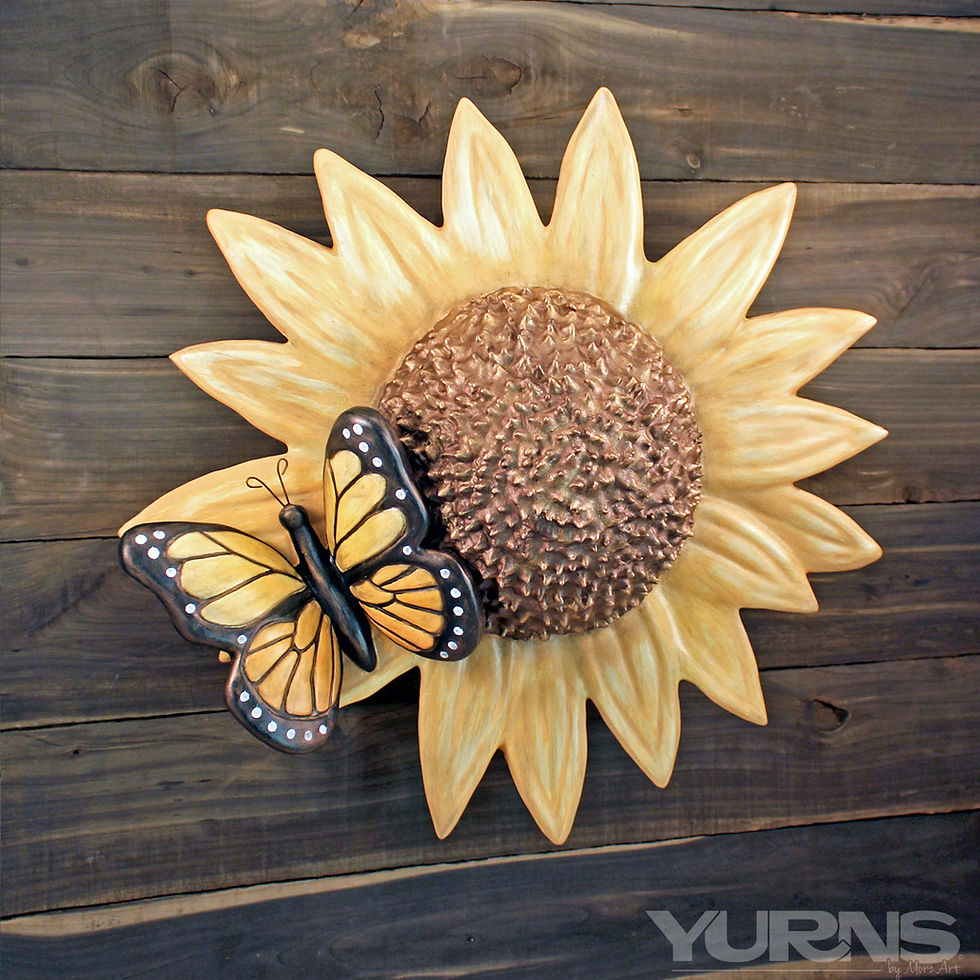 Thumbnail: Handcrafted sunflower urn for nature lovers with monarch butterfly accent by MorzArt