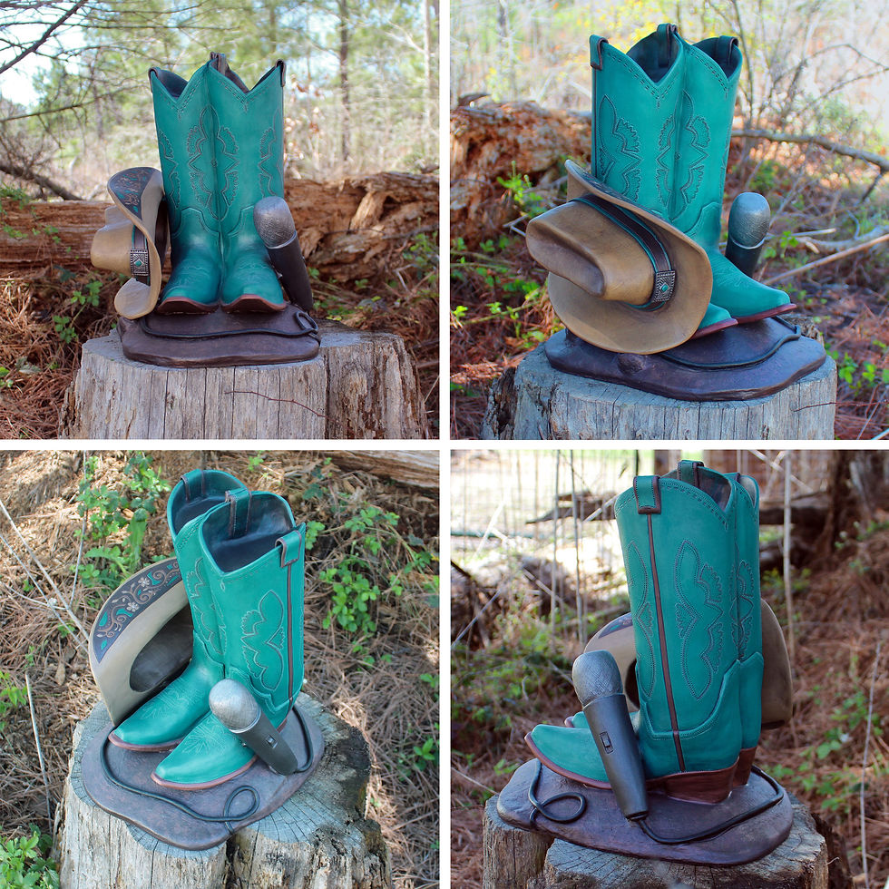 Custom Cowboy Boots, Hat, & Microphone