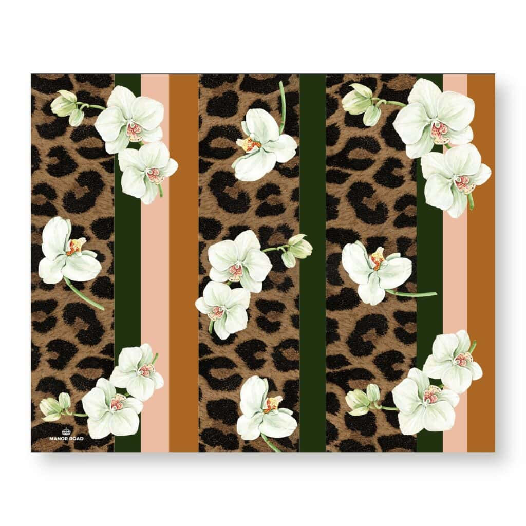White Orchids & Leopard Paper Placemat Pad