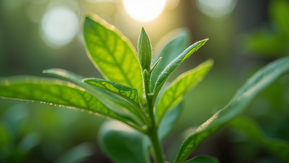 Eye-level view of a thriving sensitive plant responding to touch