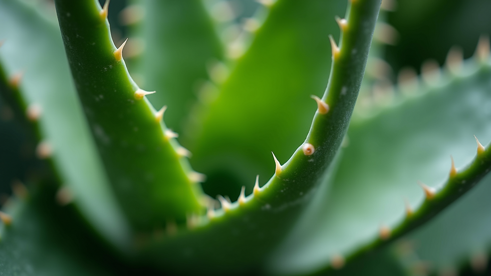Close-up view of Aloe vera gel inside the thick leaves