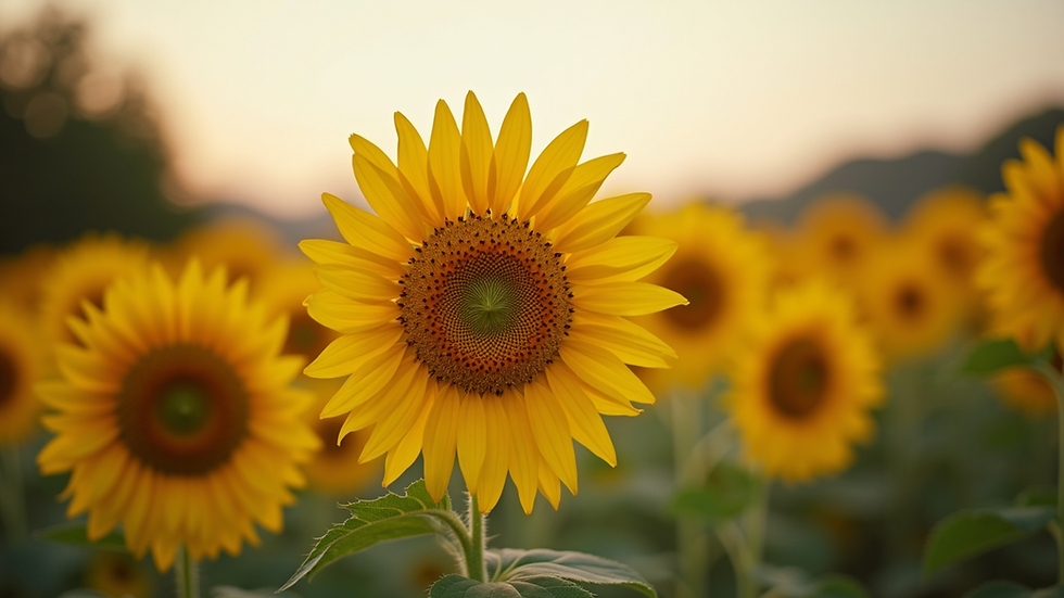 Close-up view of a sunflower garden