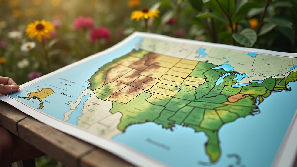 High angle view of the USDA Plant Hardiness Zone Map