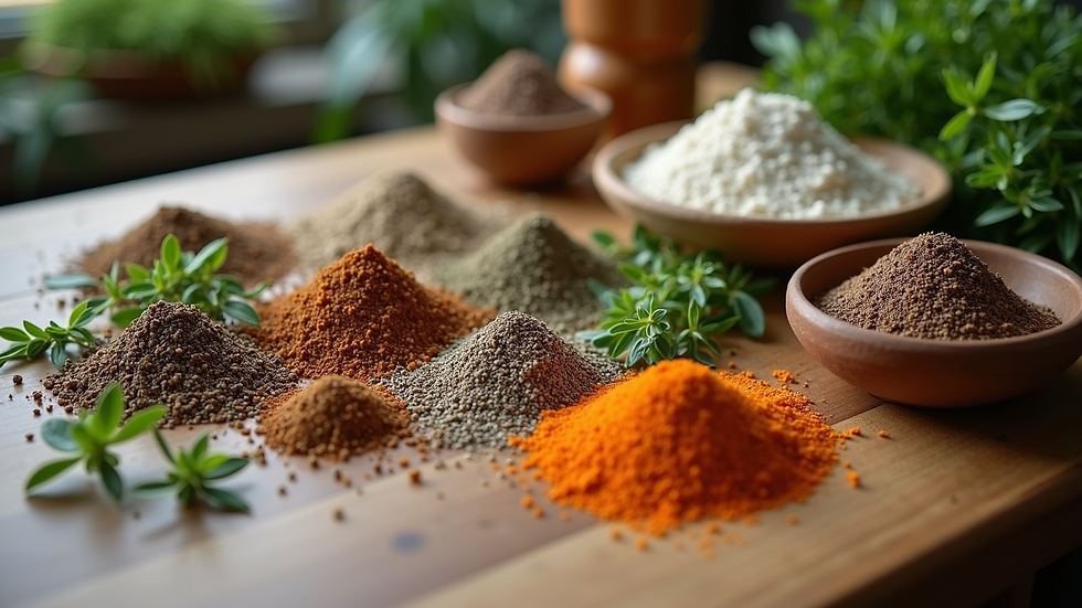 High angle view of a collection of DIY natural fertilizers on a table