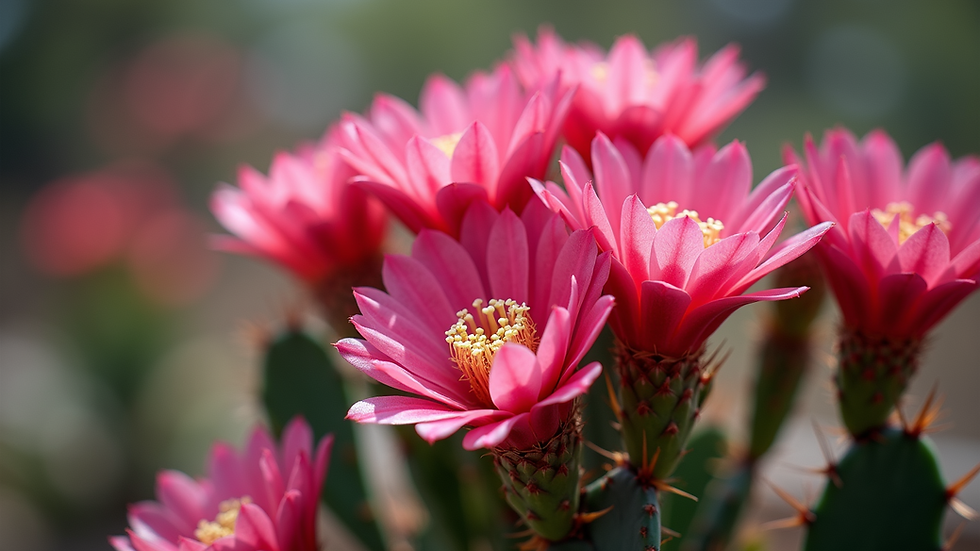 Close-up of a Christmas Cactus with vibrant pink blooms