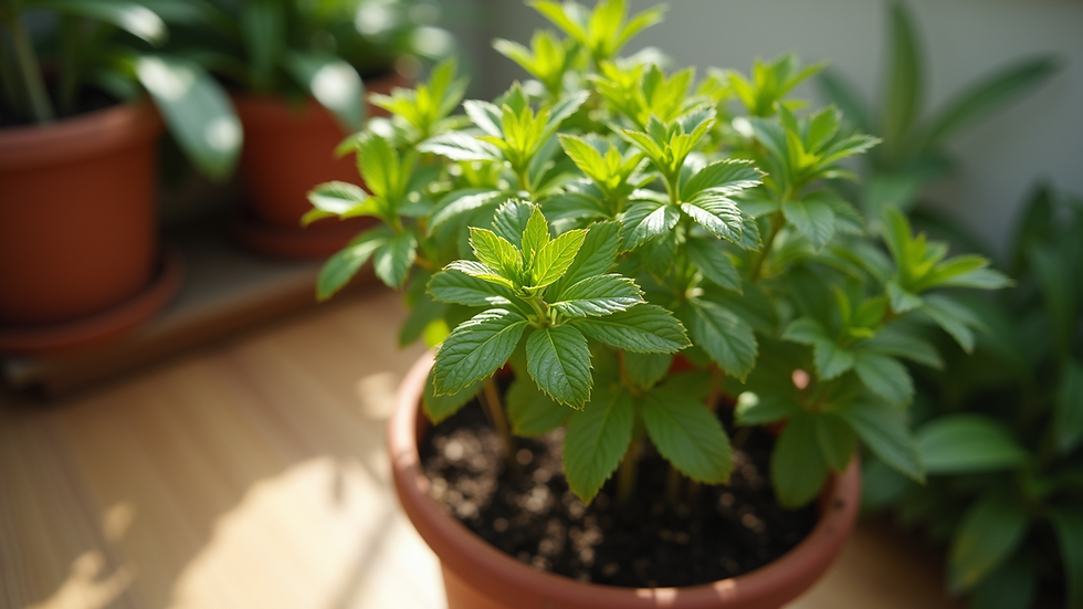 High angle view of a citronella plant in a pot
