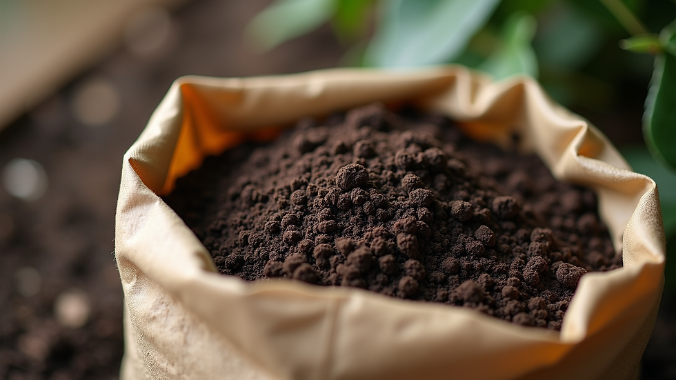 Close-up view of potting soil in a clean bag