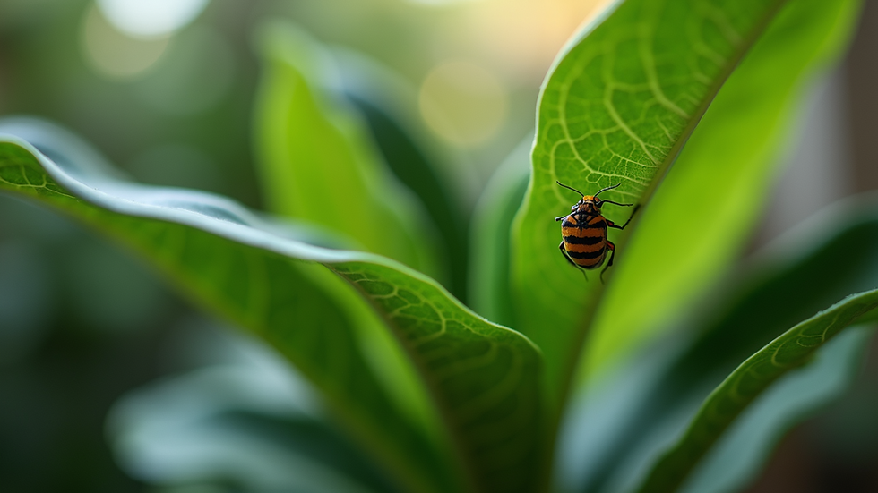 Close-up view of houseplant leaves showing pest prevention techniques