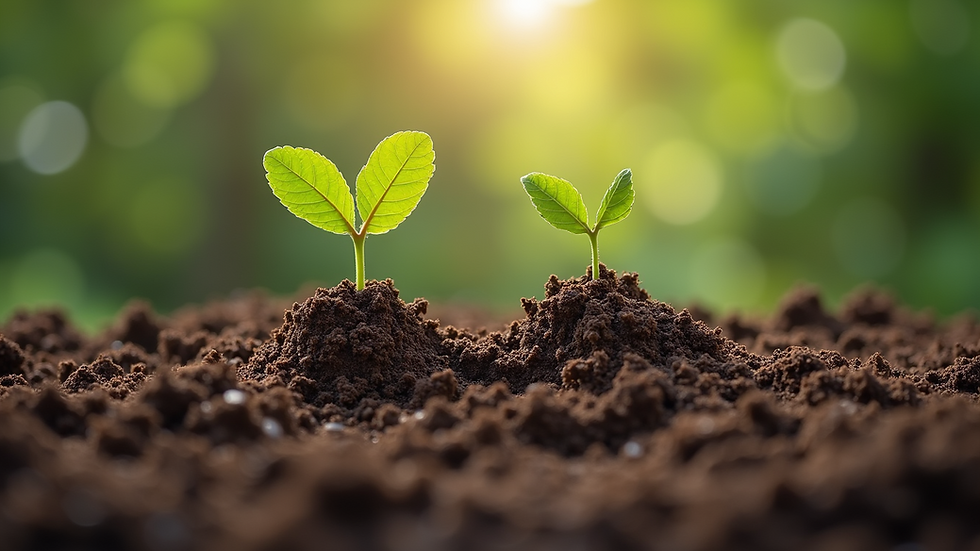 Close-up view of dirt mound with seeds before planting