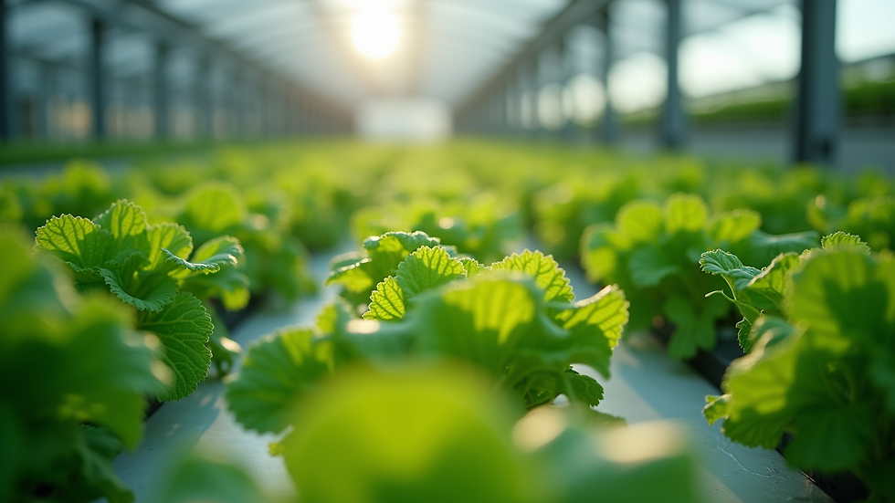 Eye-level view of a hydroponic vegetable setup