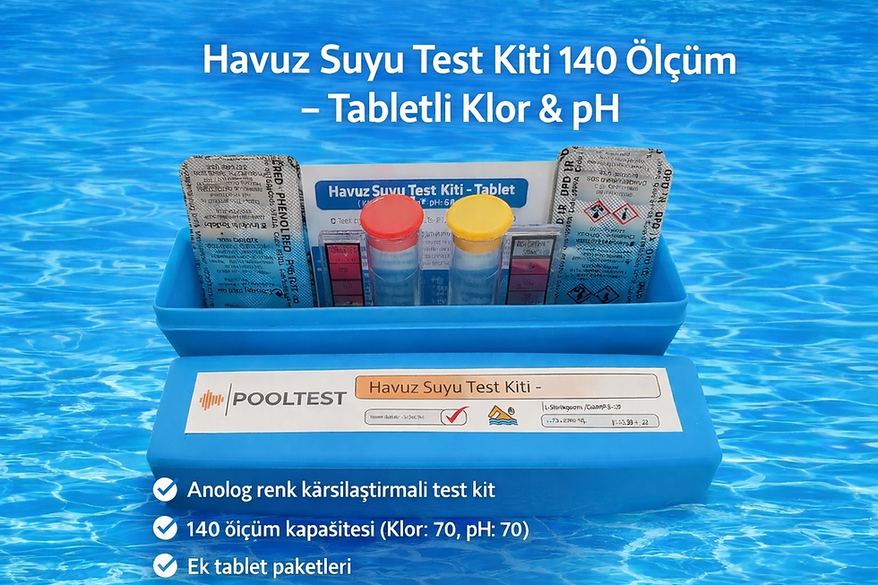 Küçük resim: Pooltest Havuz Suyu Tabletli Test Kiti - Klor ve Ph Ölçüm Seti +10 folyo tablet