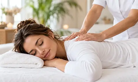 Illustration d’un massage de relaxation des épaules.