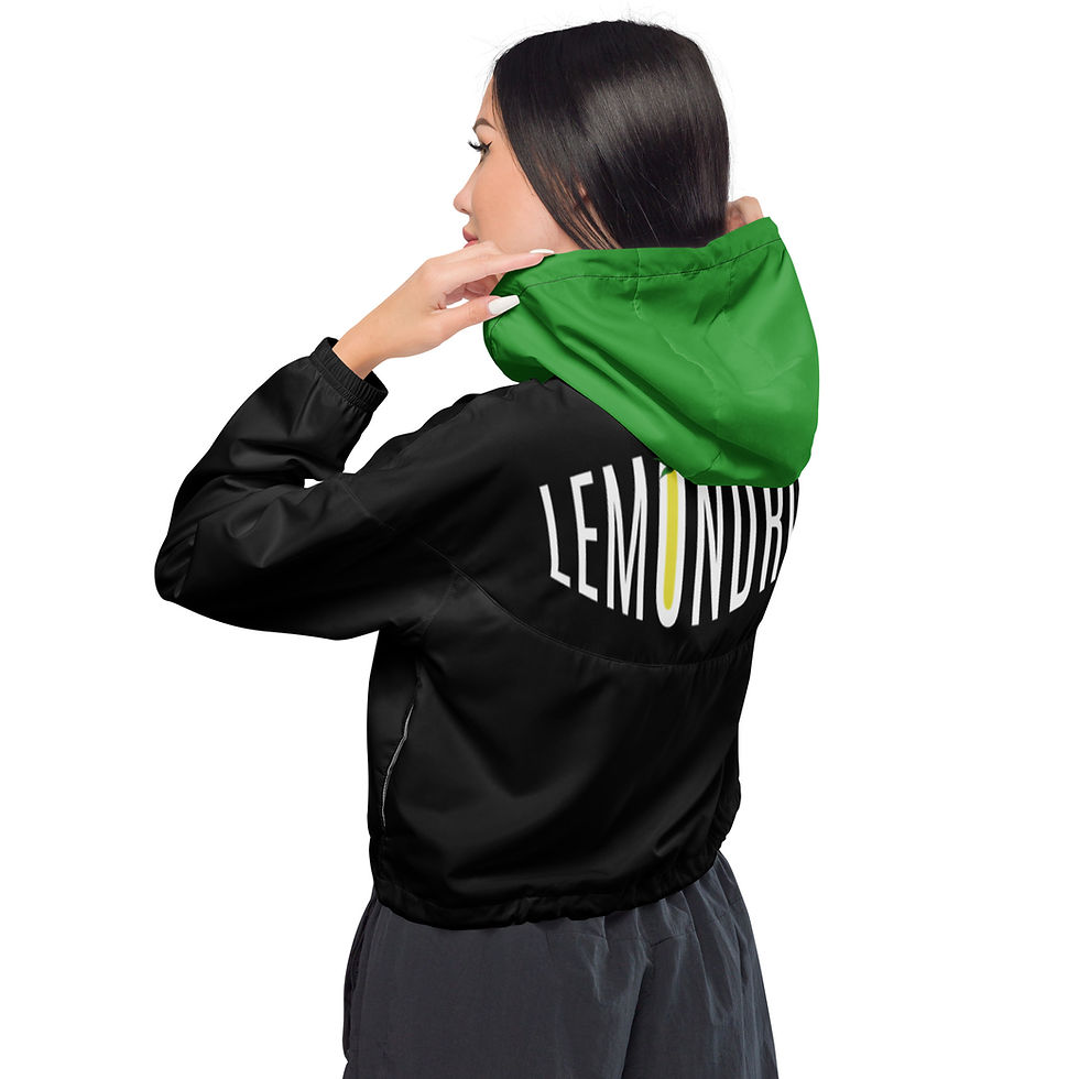 Thumbnail: Lemon Drip Logo Women’s Cropped Windbreaker - Black/Green