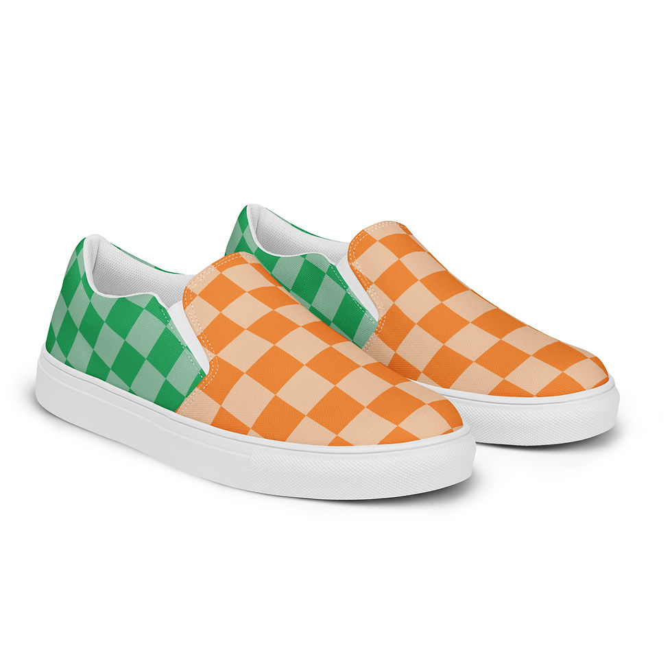 Thumbnail: Green and Orange Women’s Slip-On Canvas Shoes