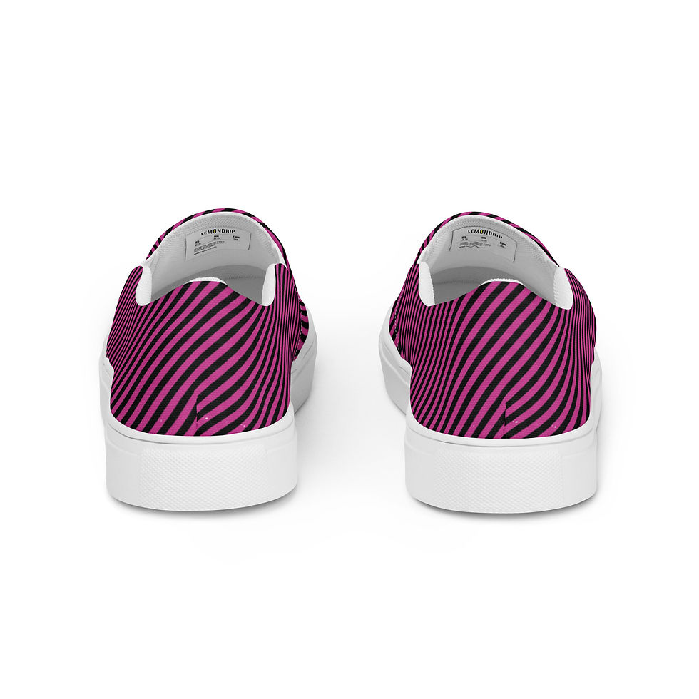 Thumbnail: Berry and Black Stripe Women’s Slip-on Canvas Shoes