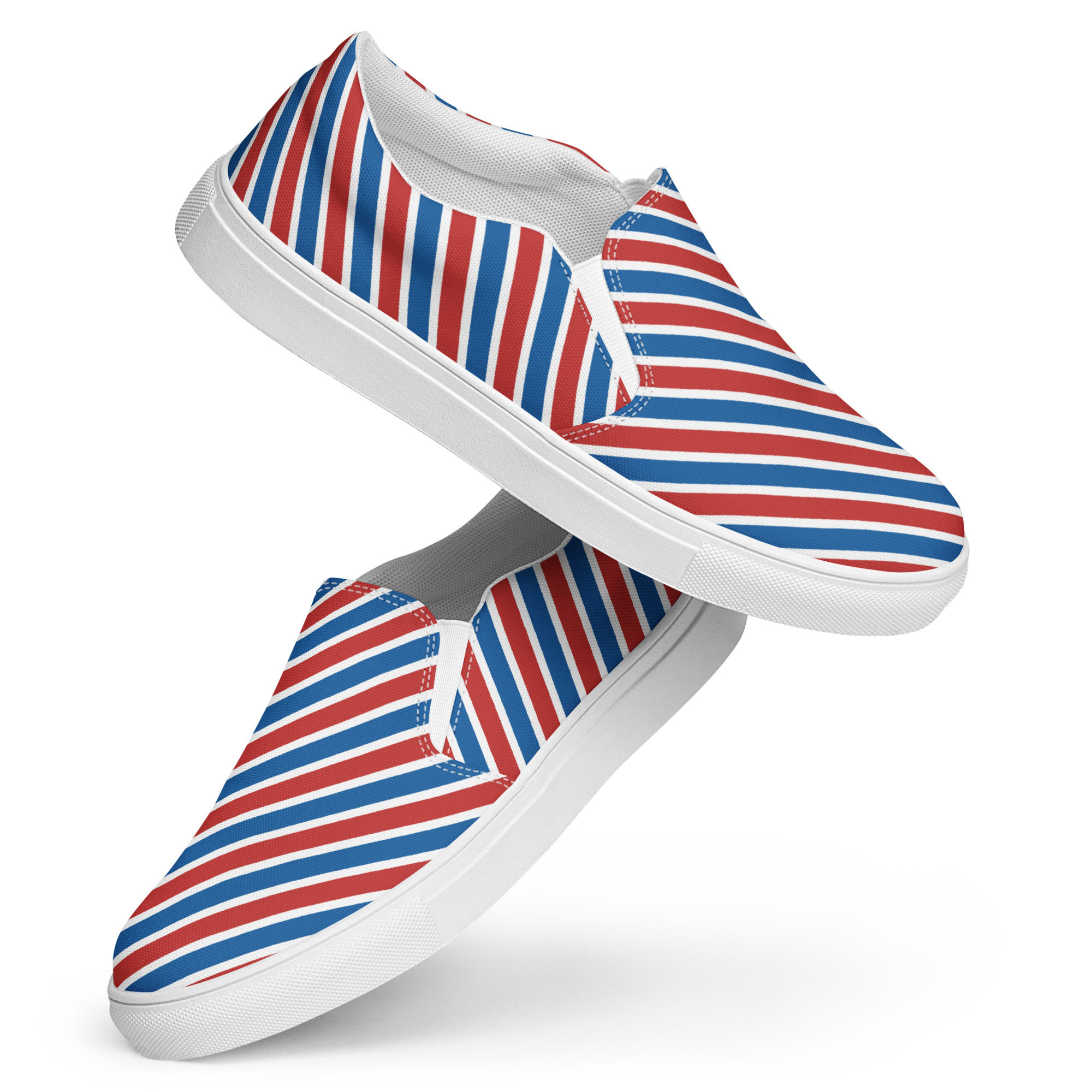 Red White and Blue Women’s Slip-On Canvas Shoes 