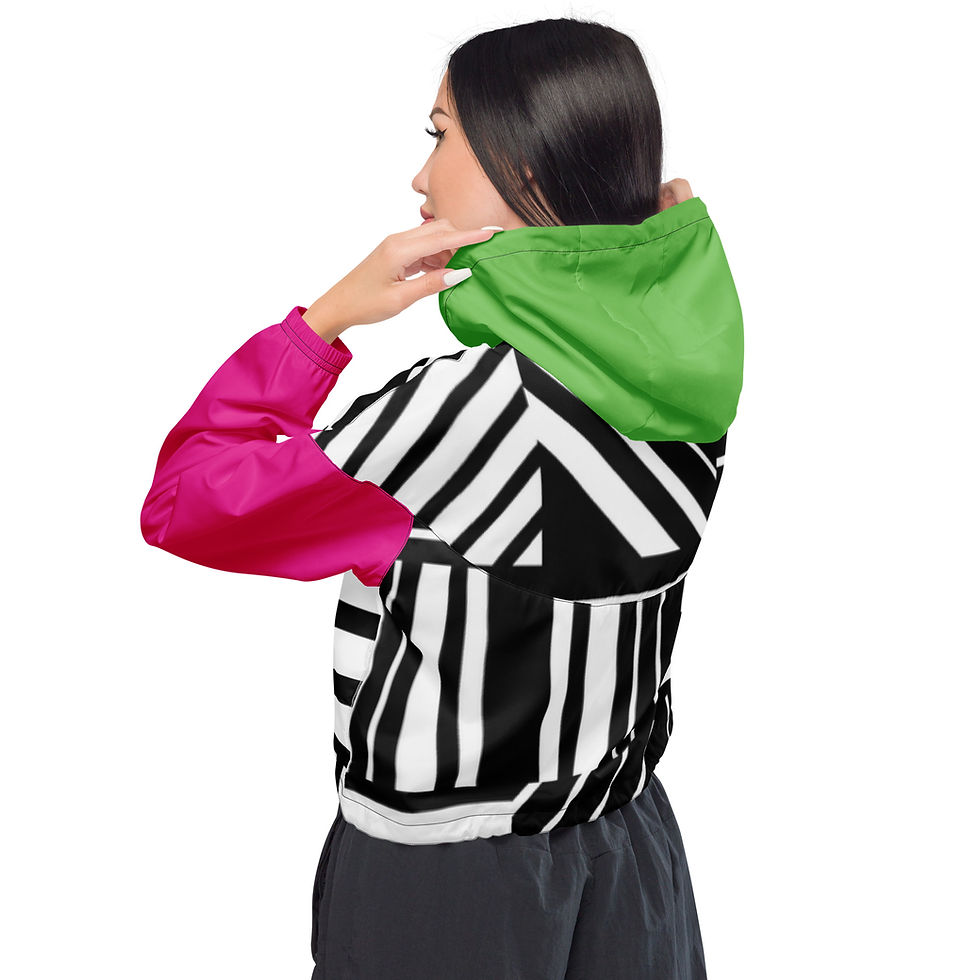 Thumbnail: Modern Stripe Color Block Women’s Cropped Windbreaker