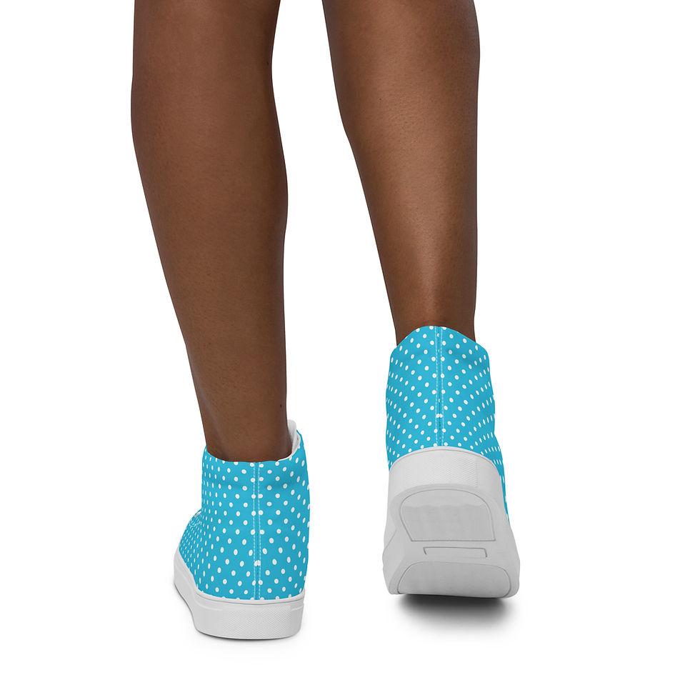 Thumbnail: Turquoise, White and Yellow Polka Dot High Top Sneakers