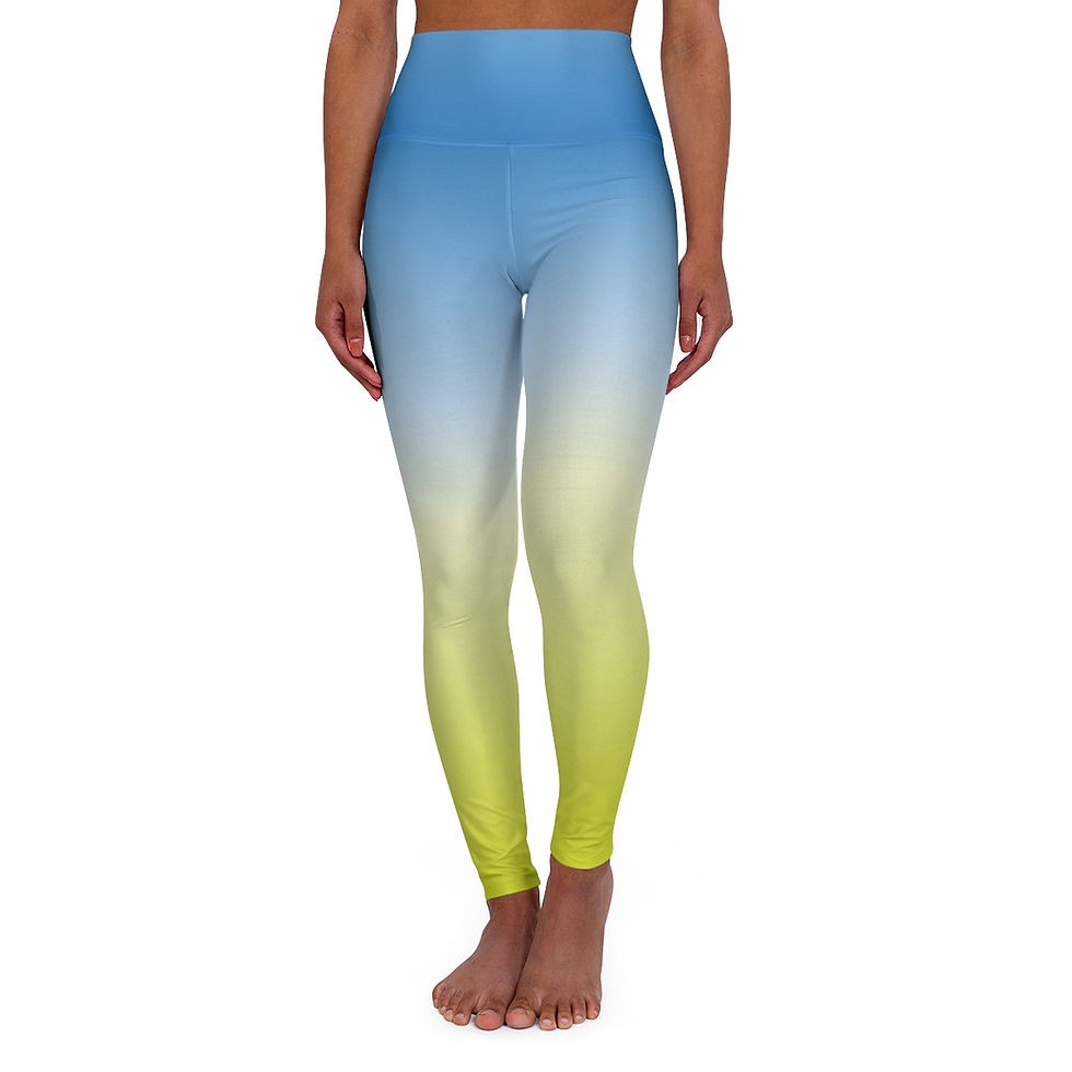 Thumbnail: Blue Berry Lime Ombre High Waisted Yoga Leggings