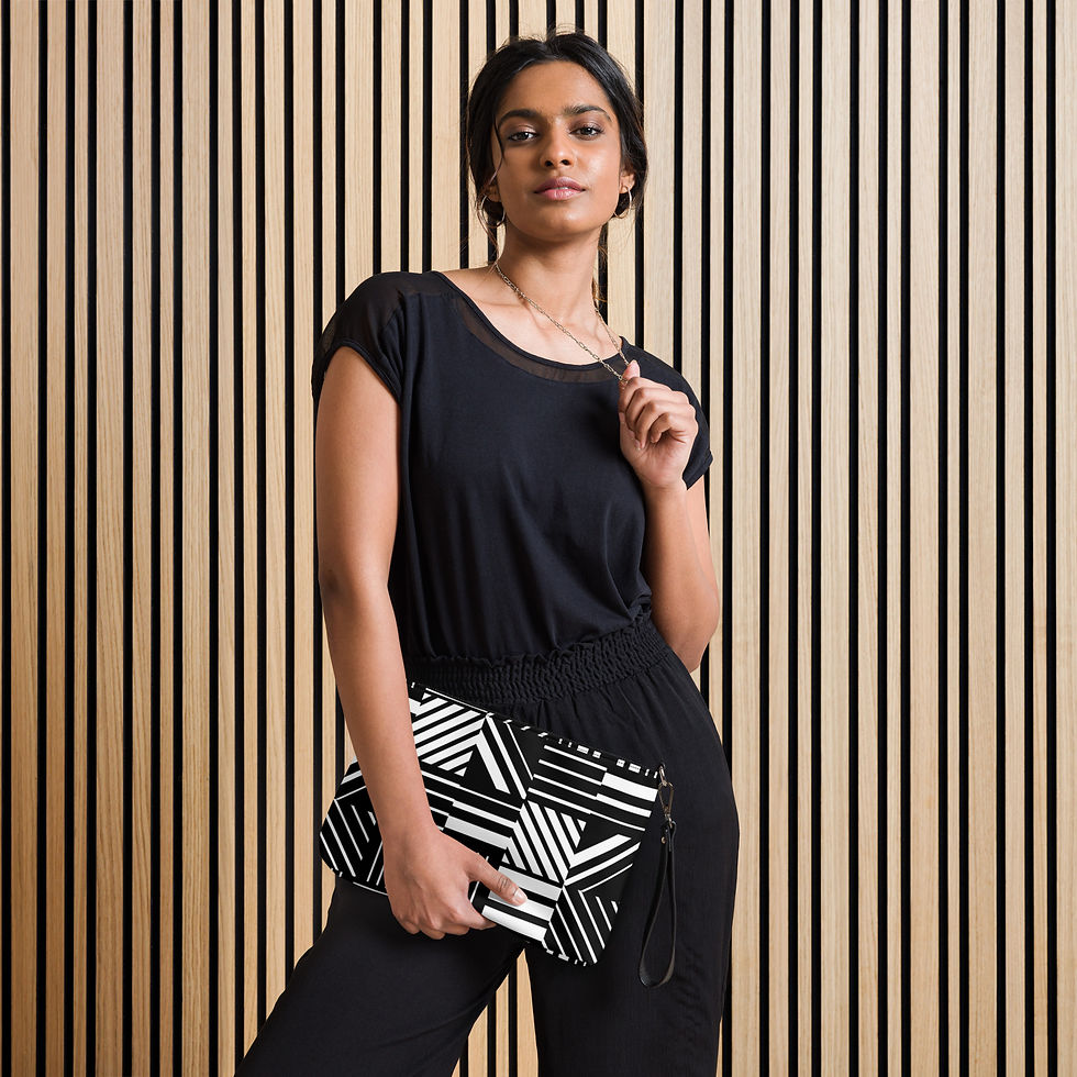 Thumbnail: Modern Black and White Strip Crossbody Bag