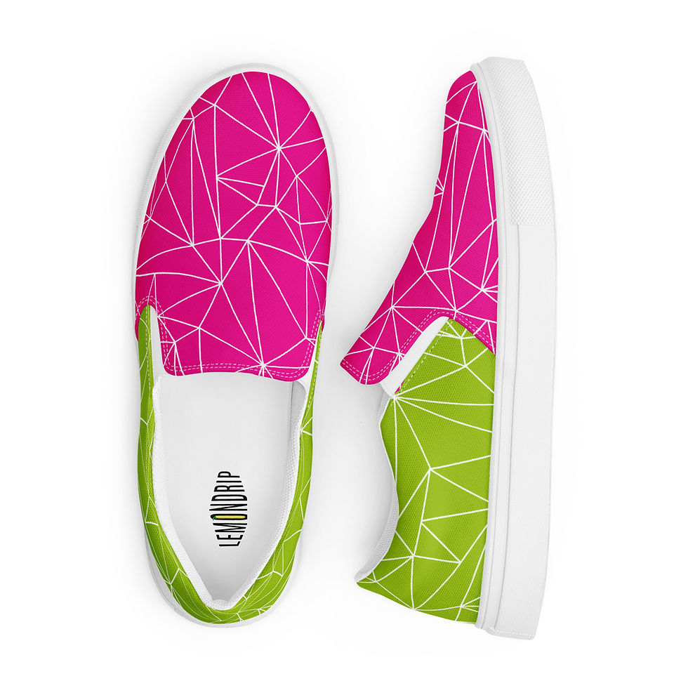 Thumbnail: Lime and Pink Galaxy Women’s Slip-On Canvas Shoes