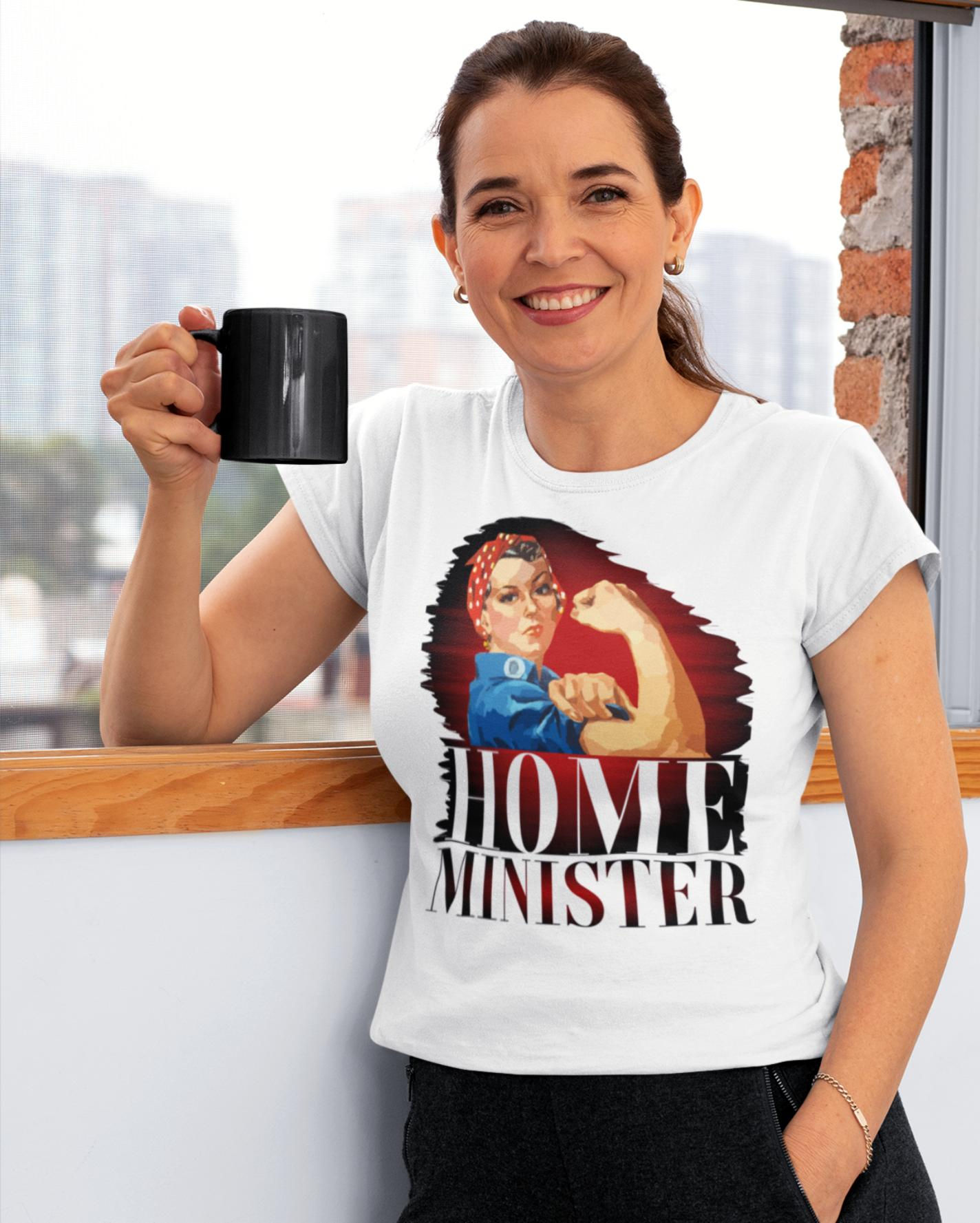 White 'Home Minister' T-shirt for Women