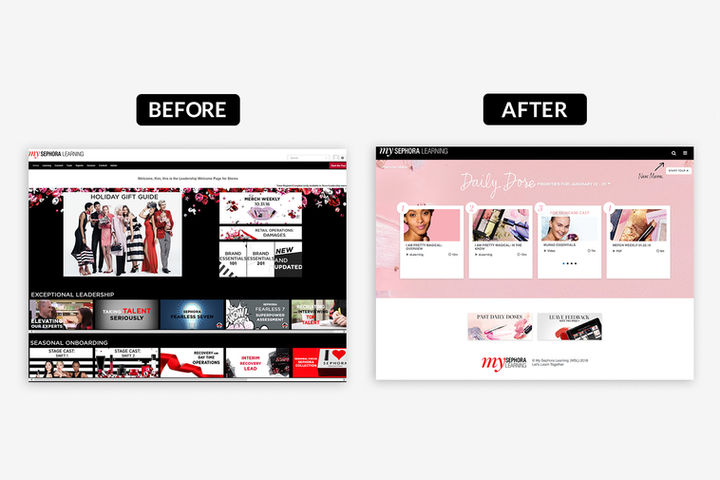 Retail beauty retailer website redesign before and after by Argh Matey.