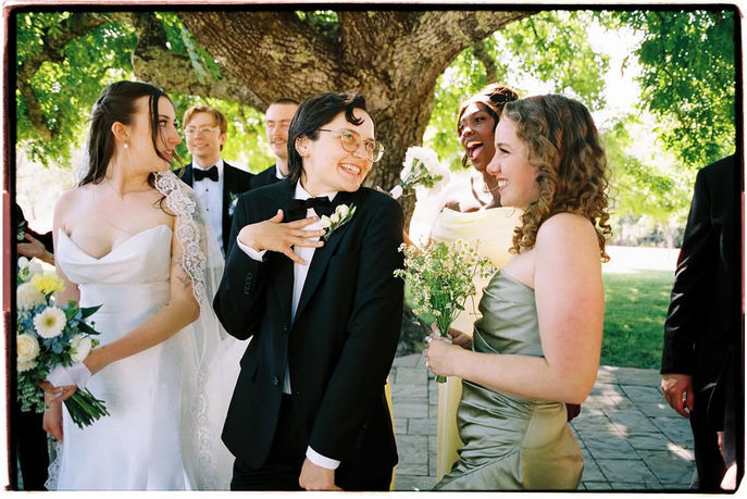 Candid bridal party celebration at Napa Valley wedding styled by AN Artistry.