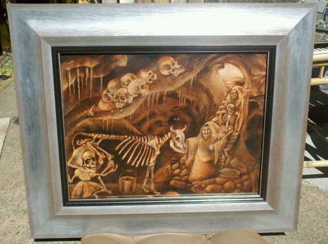 Charcoal illustration of underground after life story framed_