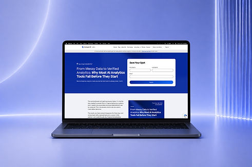 AI analytics webinar landing page with lead capture form design by Argh Matey displayed on