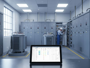 Electrical maintenance software dashboard displaying asset data in an industrial electrical facility.