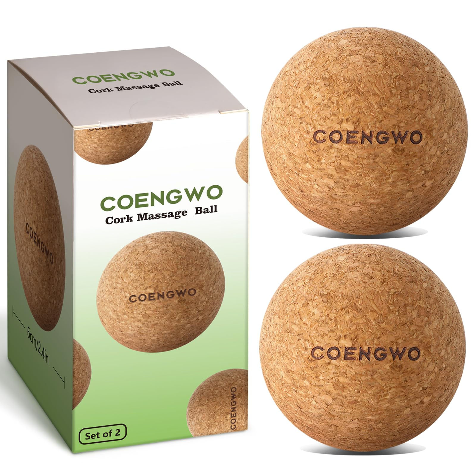 COENGWO Cork Ball Lacrosse Ball Deep Tissue Muscle Tension Therapy Ball for Trig