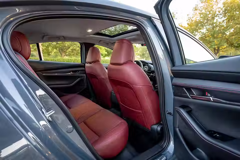 2026 Mazda3 red leather interior rear seats