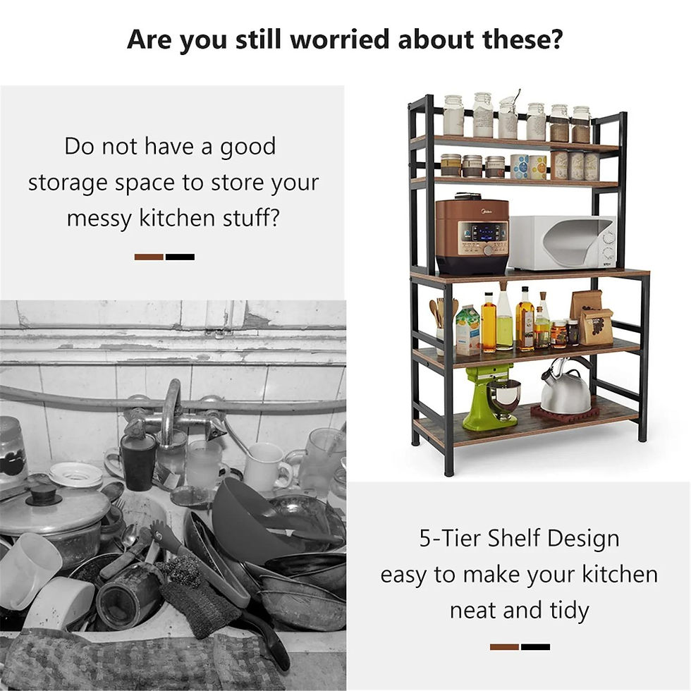 Thumbnail: Multilayer Metal Microwave Oven Stand - 5 Tier Black & Brown