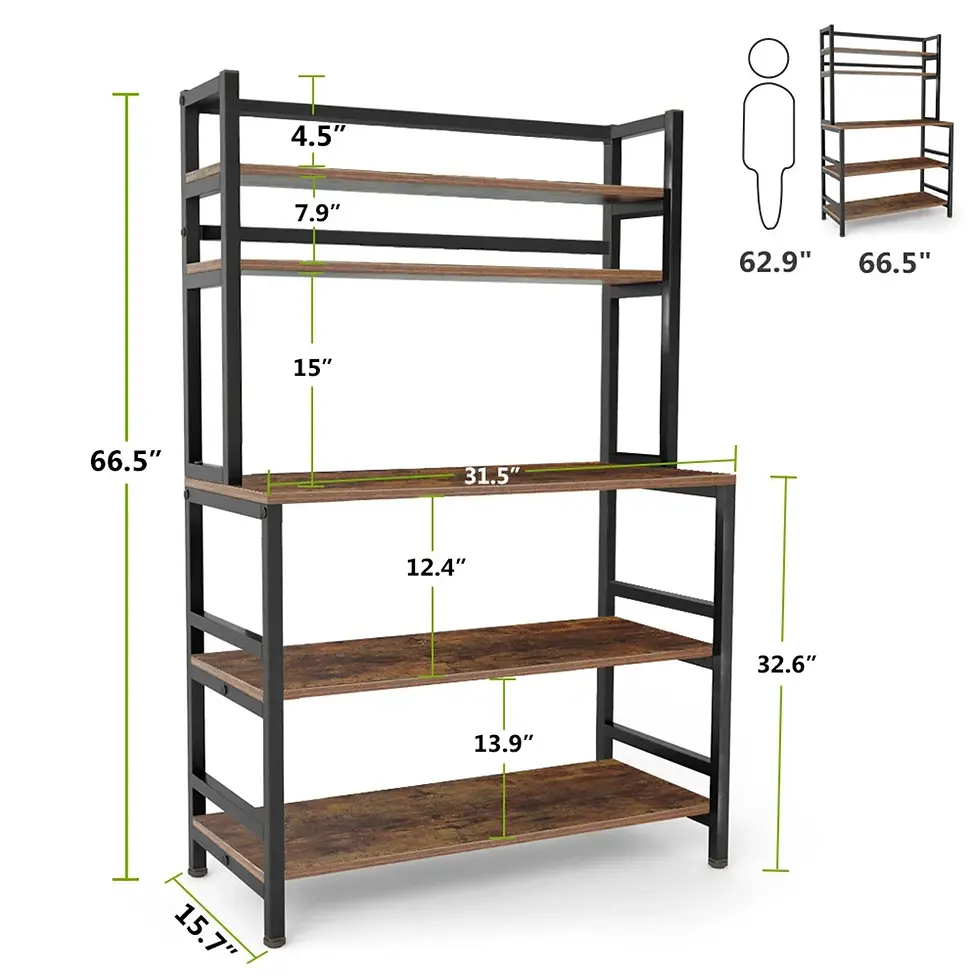 Thumbnail: Multilayer Metal Microwave Oven Stand Heavy Duty - 5 Tier