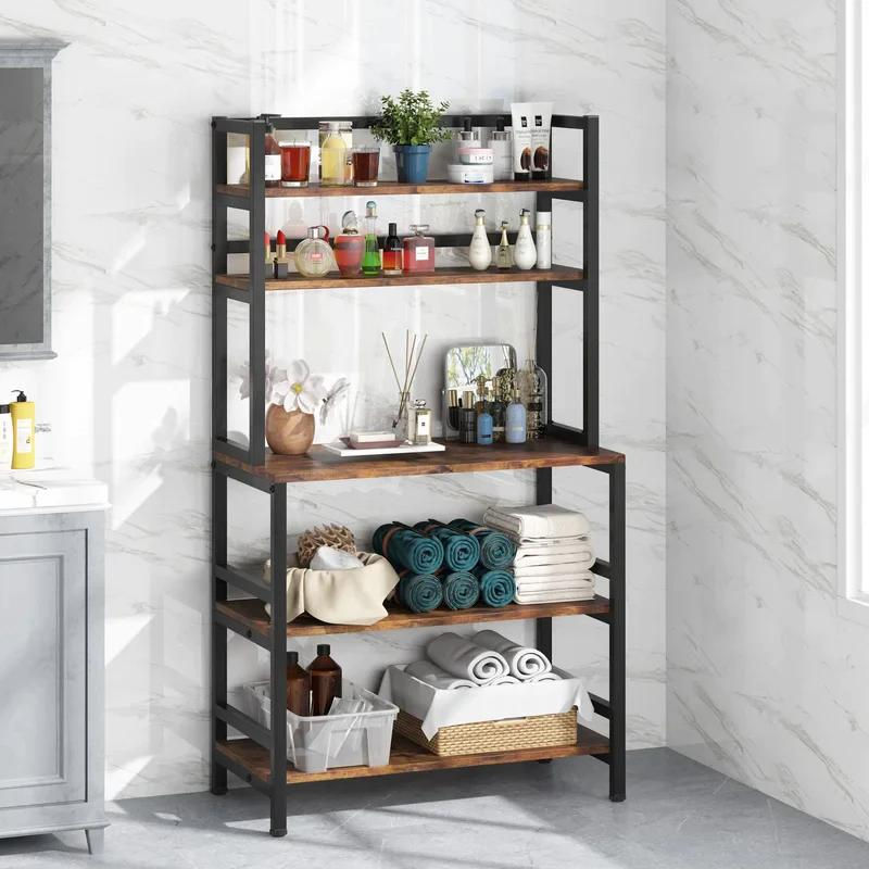 Thumbnail: Multilayer Metal Microwave Oven Stand - 5 Tier Black & Brown