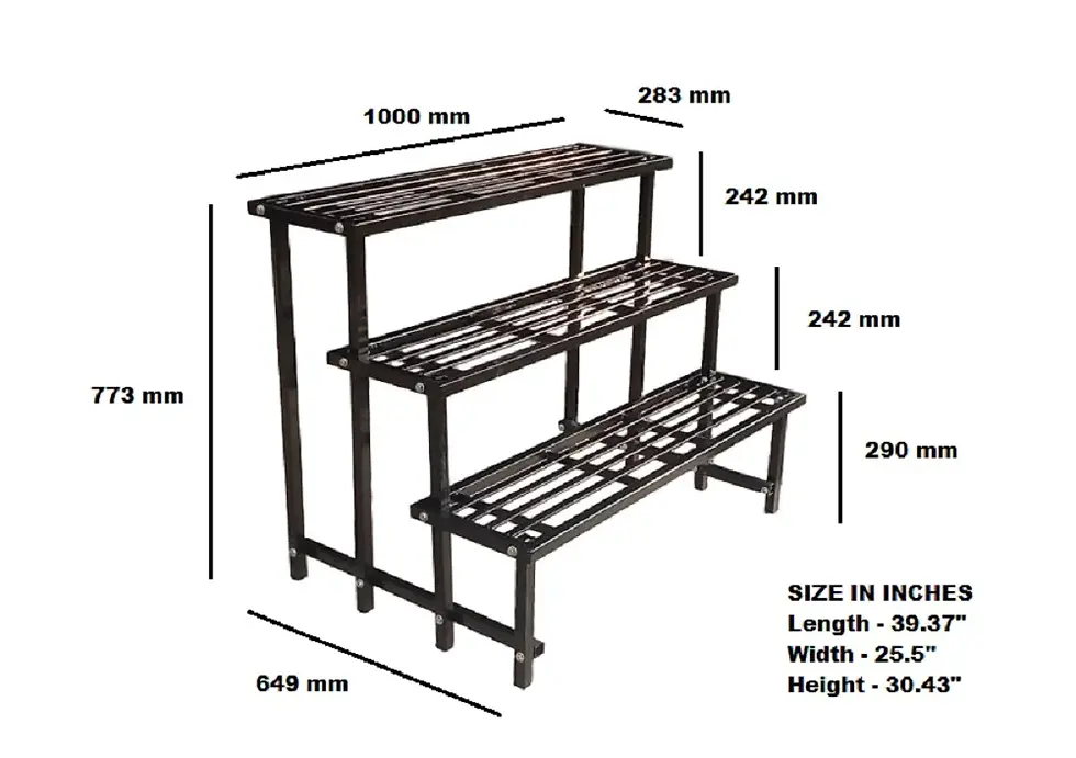 Thumbnail: Metal Planter Display Stand (3 Tier) - Fitted End Caps for Legs
