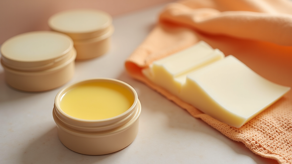 Close-up view of waxing supplies including wax pots and strips