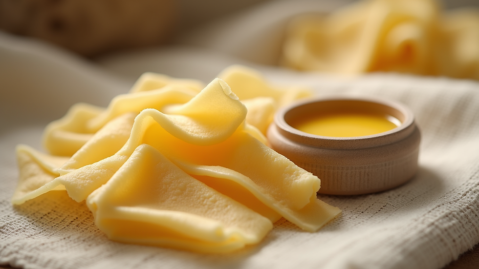 Close-up view of waxing strips and wax pot ready for use