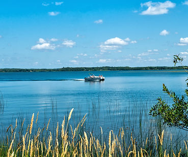 pontoon boat on the lake