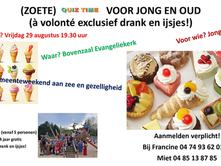 Doe mee aan de Zoete Quiz op 29 augustus!