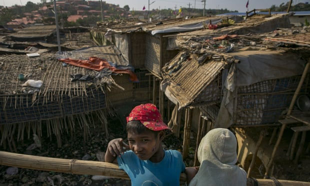 Makeshift housing in the Cox’s Bazar refugee camp. Photograph: Allison Joyce/Getty Images