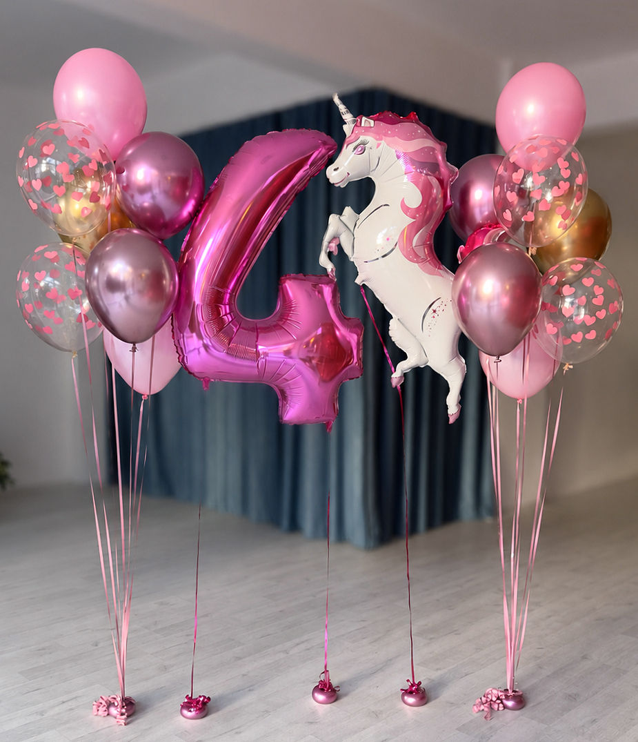 Unicorn Temalı Doğum Günü Helyum Balon Seti