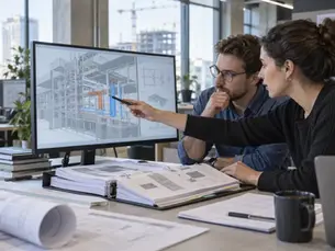 BIM team reviewing company standards against a project model and current documents